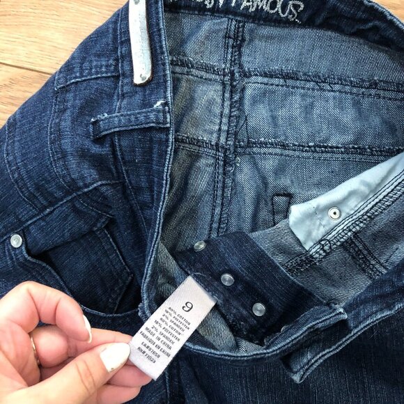 Almost Famous High Rise Jeans Women's 9 Skinny Button Fly Dark Wash Denim EUC - Picture 2 of 3